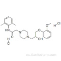 1-Piperazineacetamida, N- (2,6-dimetilfenil) -4- [2-hidroxi-3- (2-metoxifenoxi) propil] -, clorhidrato (1: 2) CAS 95635-56-6